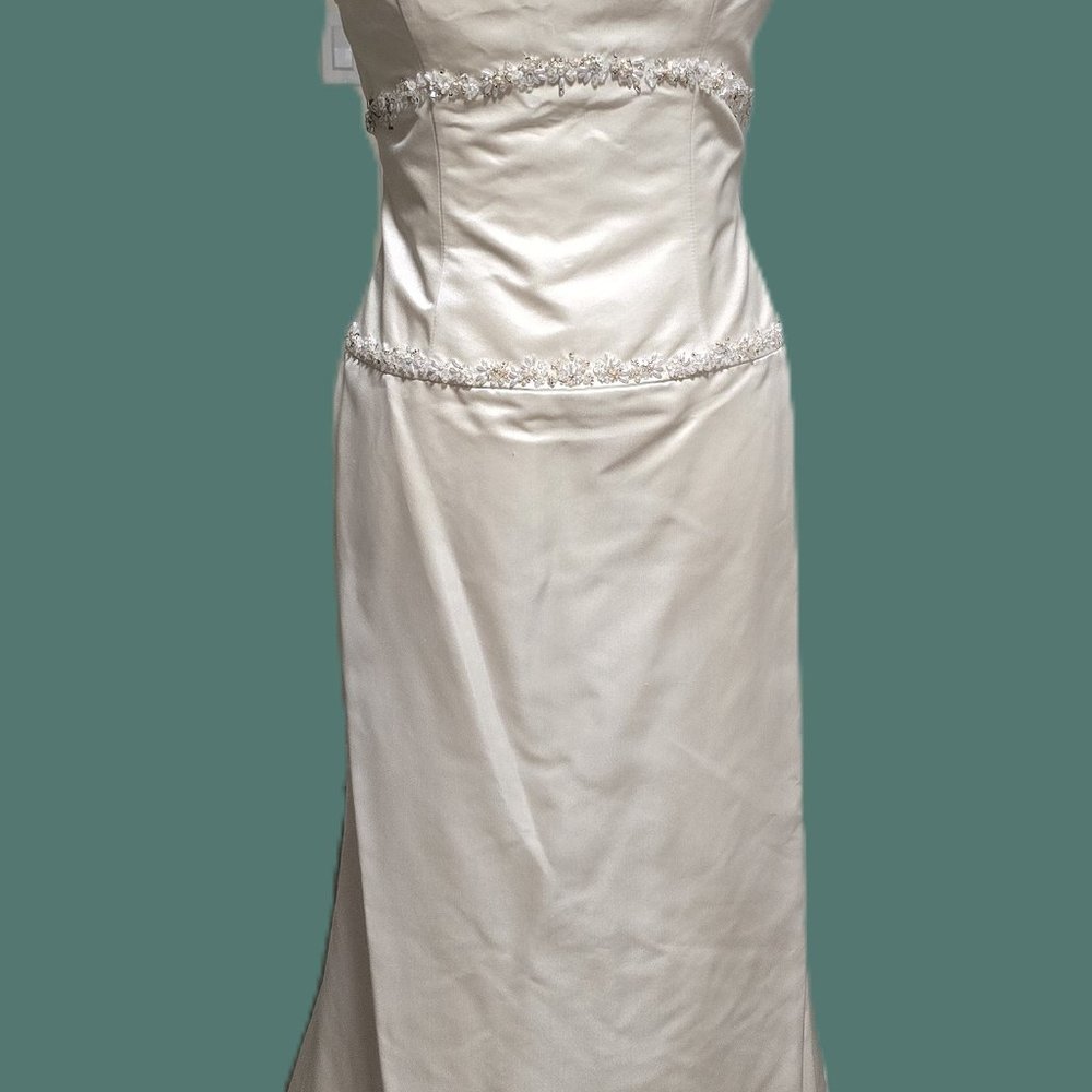 Vintage Paloma Blanca Strapless Wedding Gown with Jacket - Size 12 - Champagne - Picture 4 of 13